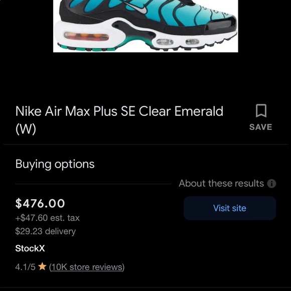 Nike Air Max Plus Tn SE Clear Emerald White Black - Picture 4 of 4